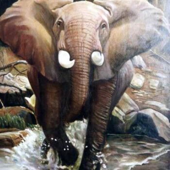 Painting titled "Portrait of elephan…" by Emil Gutman, Original Artwork