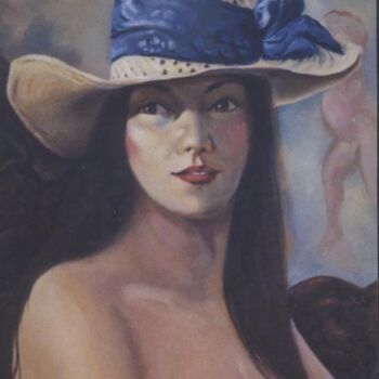 Painting titled "Lady with a hat" by Emil Gutman, Original Artwork