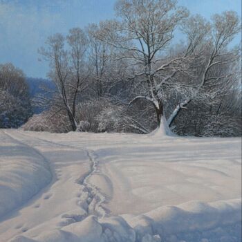 Peinture intitulée "Fresh snow" par Emil Mlynarcik, Œuvre d'art originale, Huile Monté sur Châssis en bois