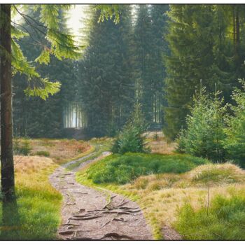 Pintura intitulada "Tatra trails - thro…" por Emil Mlynarcik, Obras de arte originais, Óleo Montado em Armação em madeira