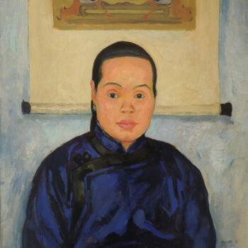 Peinture intitulée "Une femme chinoise" par Emil Orlik, Œuvre d'art originale, Huile