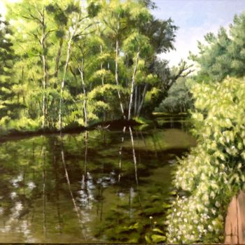 Peinture intitulée "rivière Essone à Ve…" par Emile Dubois, Œuvre d'art originale, Acrylique