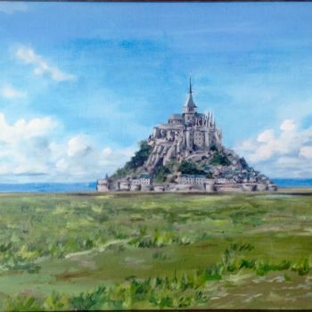 Painting titled "Le Mont Saint-Michel" by Emile Dubois, Original Artwork, Acrylic