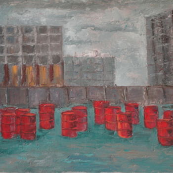 Peinture intitulée ""Friche urbaine"" par Emile Paya, Œuvre d'art originale, Huile