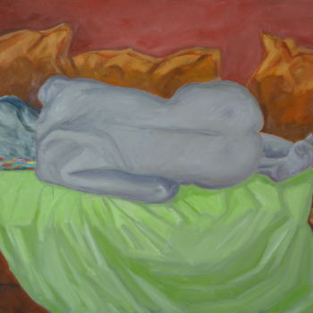 Peinture intitulée ""Nu au divan"" par Emile Paya, Œuvre d'art originale, Huile