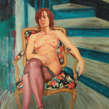 Painting titled ""Fauteuil Louis XV"" by Emile Paya, Original Artwork, Oil