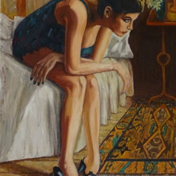 Painting titled ""L'attente"" by Emile Paya, Original Artwork, Oil