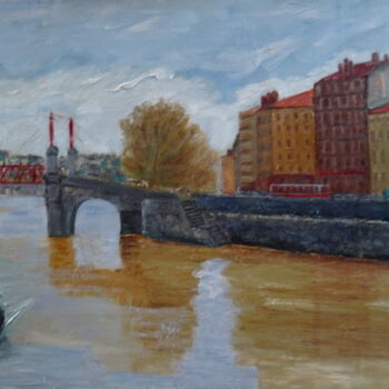 Painting titled ""Une passerelle sur…" by Emile Paya, Original Artwork, Oil