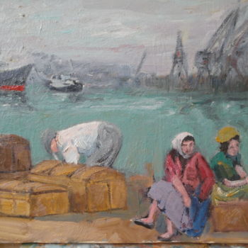 Peinture intitulée ""Le départ"" par Emile Paya, Œuvre d'art originale, Huile