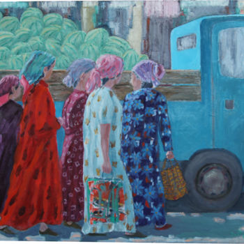 Painting titled "Femmes afganes" by Emile Paya, Original Artwork, Oil