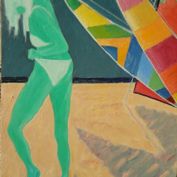 Peinture intitulée "Grand nu vert." par Emile Paya, Œuvre d'art originale, Huile