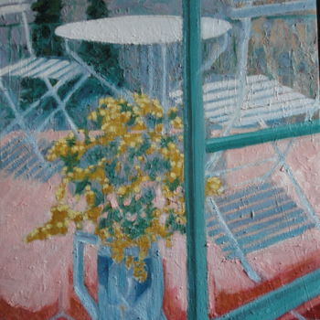Schilderij getiteld "Bouquet de mimosa" door Emile Paya, Origineel Kunstwerk, Olie