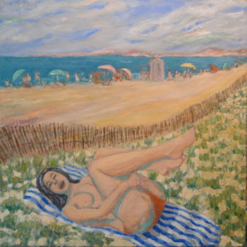 Pintura intitulada "Dans les dunes." por Emile Paya, Obras de arte originais, Óleo