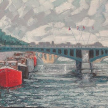 Schilderij getiteld "LYON, Pont Lafayett…" door Emile Paya, Origineel Kunstwerk, Olie