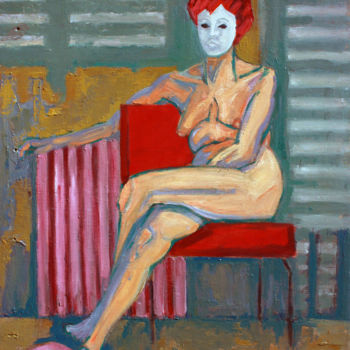 Pintura intitulada ""Le masque"" por Emile Paya, Obras de arte originais, Óleo