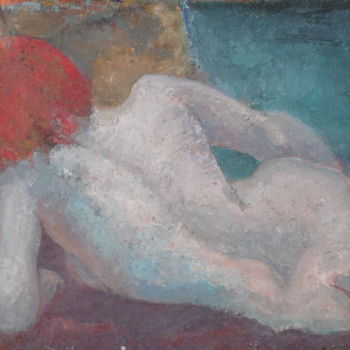 Pintura intitulada ""Nu marine"" por Emile Paya, Obras de arte originais, Óleo