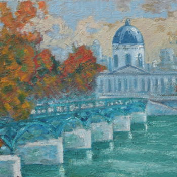Painting titled "PARIS, le Pont des…" by Emile Paya, Original Artwork, Oil