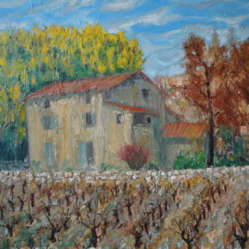 Pintura intitulada ""Maison aux grands…" por Emile Paya, Obras de arte originais, Óleo