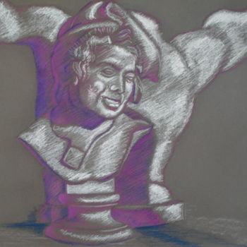 Drawing titled "Académie 1" by Emile Paya, Original Artwork, Chalk