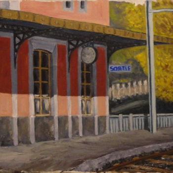 Peinture intitulée ""Gare désaffectée d…" par Emile Paya, Œuvre d'art originale, Huile