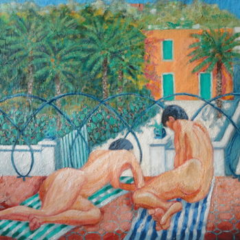 Schilderij getiteld ""Méditerrenée"" door Emile Paya, Origineel Kunstwerk, Olie