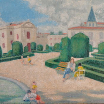 Pintura intitulada ""Le jardin de l'Evê…" por Emile Paya, Obras de arte originais, Óleo