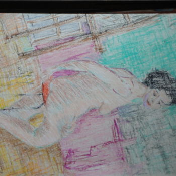 Картина под названием ""Pose"" - Emile Paya, Подлинное произведение искусства, Пастель