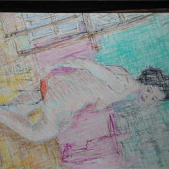 Peinture intitulée ""Pose"" par Emile Paya, Œuvre d'art originale, Pastel