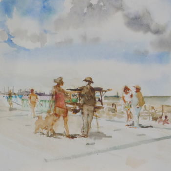 Pintura intitulada "Malo-les-bains - di…" por Émile Thibaut, Obras de arte originais, Aquarela