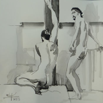 Malerei mit dem Titel "Francisco" von Émile Thibaut, Original-Kunstwerk, Aquarell