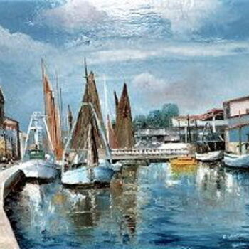 Pintura intitulada "port de Cecenattico…" por Emile Wouters, Obras de arte originais