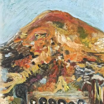 Painting titled ""Etna: Eternal Guar…" by Emili Vit, Original Artwork, Oil Mounted on Wood Stretcher frame