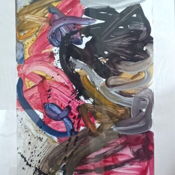 Painting titled "Fire Dance" by Emili Vit, Original Artwork, Acrylic Mounted on Cardboard