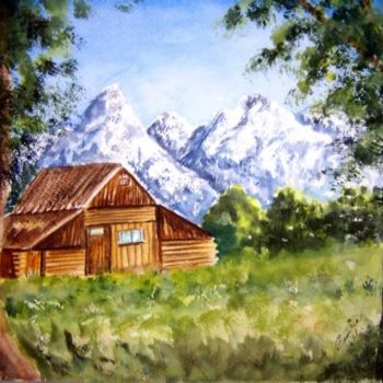 Painting titled "Brown Barn" by Emilia, Original Artwork, Oil