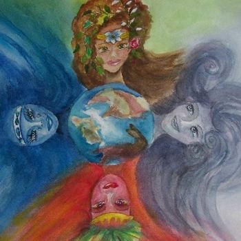 Pintura titulada "The Four Elements" por Emilia, Obra de arte original, Oleo