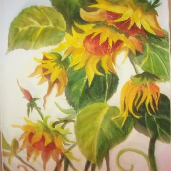 Painting titled "Sunflowers" by Emilia, Original Artwork, Oil