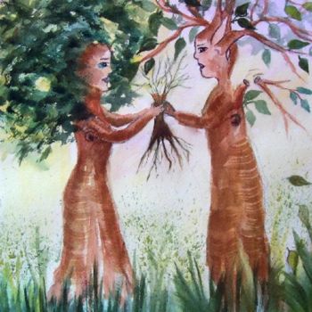 Painting titled "Save the Forest" by Emilia, Original Artwork, Oil