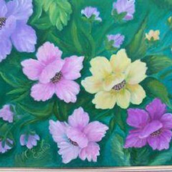 Painting titled "Multy color flowers" by Emilia, Original Artwork