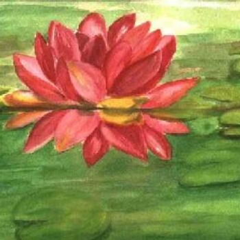 Pittura intitolato "Water lilly on pond" da Emilia, Opera d'arte originale