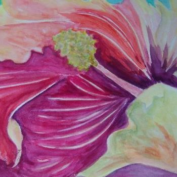 Painting titled "hibiscus" by Emilia, Original Artwork