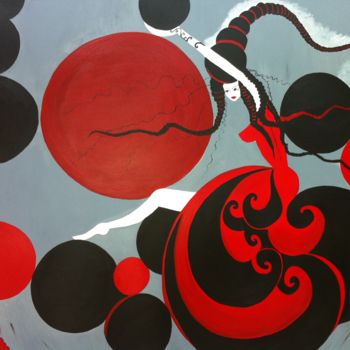 Painting titled "Vol rouge" by Emilie Teofilo, Original Artwork, Acrylic