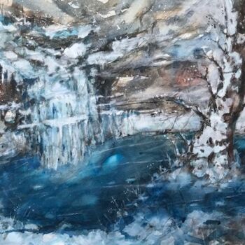 Pintura titulada "La cascade gelée" por Emilian Alexianu, Obra de arte original, Acuarela