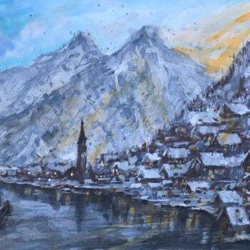 Pintura intitulada "Un soir d'hiver aut…" por Emilian Alexianu, Obras de arte originais, Aquarela
