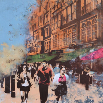 Schilderij getiteld "Irving Street London" door Emiliano Stella, Origineel Kunstwerk, Acryl Gemonteerd op Houten paneel