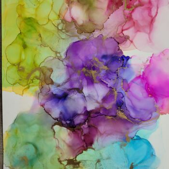 Peinture intitulée "explosion florale" par Emilie Bousses, Œuvre d'art originale, Encre