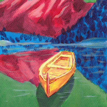 Painting titled "Barque à la dérive" by Emilie Camjusan, Original Artwork, Acrylic