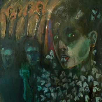 Painting titled "La veillée" by Emilie Lagarde, Original Artwork