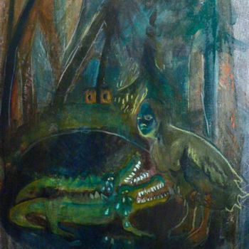 Painting titled "les crocodiles" by Emilie Lagarde, Original Artwork