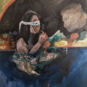 Malerei mit dem Titel "Apprendre par coeur" von Emilie Lagarde, Original-Kunstwerk