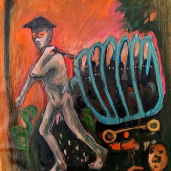 Pittura intitolato "Le chariot" da Emilie Lagarde, Opera d'arte originale